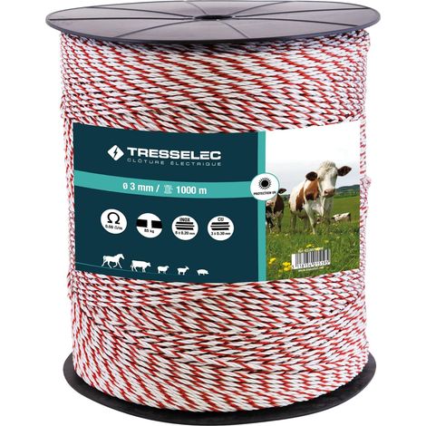Kabeldurchmesser 3 mm – Elektrozaun für Tiere (Kuh, Ziege, Schaf, Pferd) – 500 m Spule – 8 Edelstahldrähte mit einem Durchmesser von 0,20 mm und 3 Kupferdrähte mit einem Durchmesser von 0,30 mm