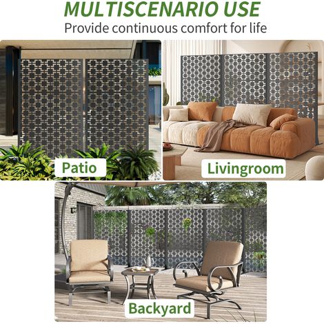 Ecran de confidentialité métal autoportant extérieur 183x116 cm base stable. Pour patio,terrasse,balcon et aménagement jardin. (1/5)