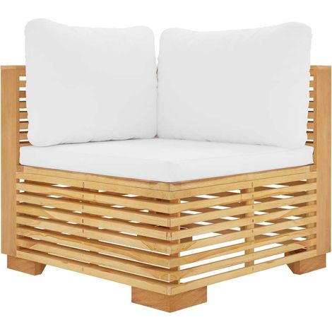 Maison Exclusive - Garten-Ecksofa mit Creme Kissen Massivholz Tea (1/5)