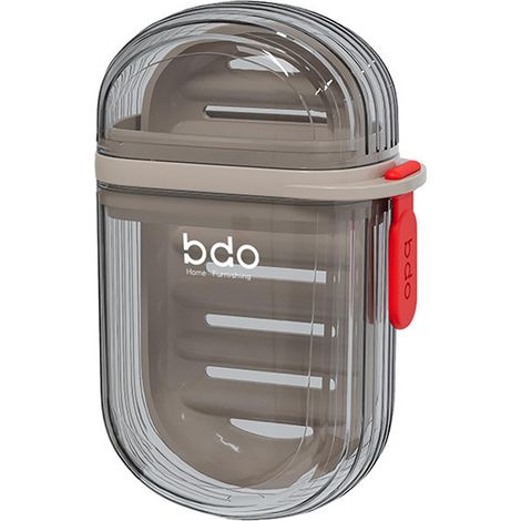 Boîte à savon de voyage portable avec couvercle, grande capacité, égouttoir, pour salle de bain/toilettes (1 pièce) (1/5)