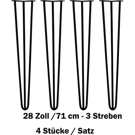 28 Zoll Schwarz Möbelfüße, 4er Set, Hairpin Legs Austauschbare Tisch &Schrank Beine Haarnadelbeine Tischgestell, mit Bodenschoner und Schrauben (1/5)