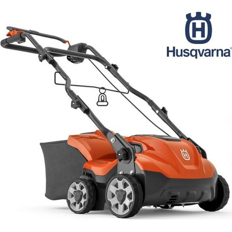 Husqvarna – Scarificateur électrique 2-en-1 1 600 W – Largeur de travail 38 cm – Réglage centralisé de la profondeur – Poignée pliable pour rangement facile