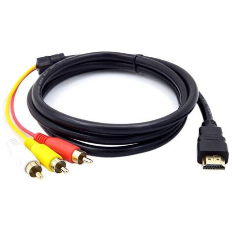 PA HDMI-zu-RCA-TV-Kabel, HDMI-Stecker auf 3 RCA AV-Audio-Video-Konverterkabel-Adapterkabel, 1,5 m 5 Fuß HD 1080P… (1/5)