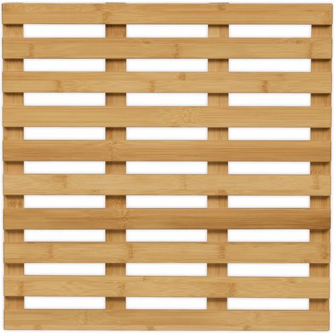 Relaxdays Alfombra Baño Bambú, Alfombrilla Ducha Antideslizante Madera, Sauna, Interior/Exterior, 50 x 50 cm, Natural