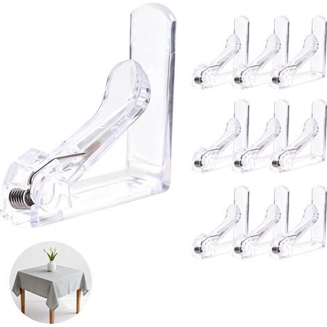 Lot de 10 pinces à nappe en plastique avec ressort pour tables jusqu'à 45 mm d'épaisseur (1/5)