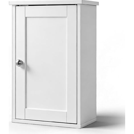 Meuble mural blanc 1 porte avec étagère réglable 34,6x20x50cm (1/5)