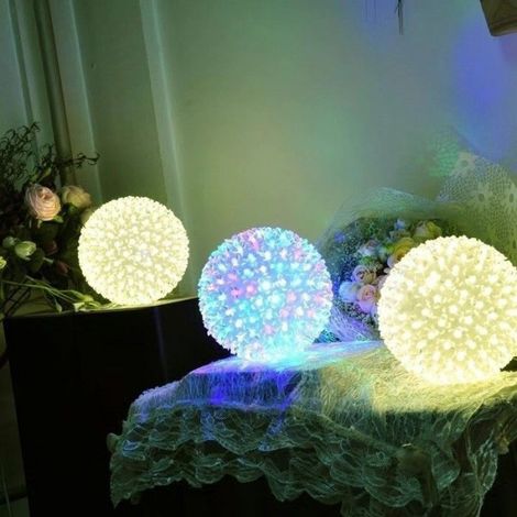 Boule Lumineuse pour Noel 14 cm, 100 LED, guirlande de Noël pour décoration intérieure/extérieure, jardin, fête, Noël,Blanc Chaud (1/5)
