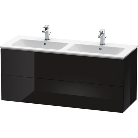 Mobile lavabo L-CUBE 1290x481x550mm nero lucido (1/5)