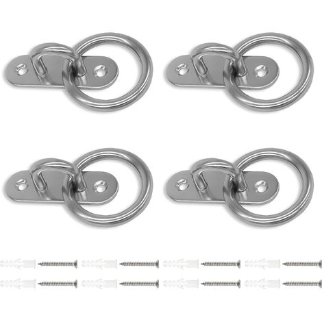 Set di 4 anelli da parete, anello di montaggio in acciaio inossidabile 304 per piastra, anello in metallo spesso 8 mm, piastra ellittica, adatto per scuderie, studi yoga e palestre (1/5)