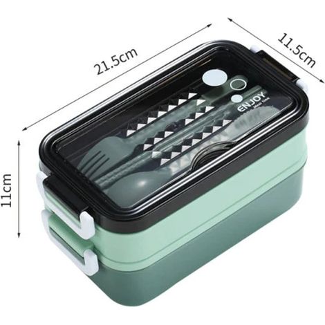 Bento Box met Soepkom, RVS Tray en Bestek Vintage Groen - Lunchbox - Bento Box - Lunchbox volwassenen - Lunchboxen - Lunchbox Kinderen - Bento - Luchtdicht en Lekvrij- BPA vrij - Incl. Receptenboekje (1/5)