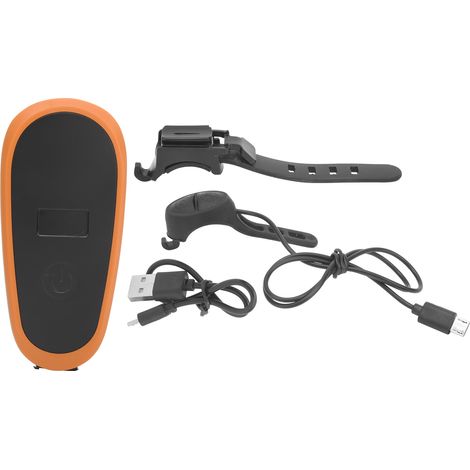 Feu avant de vélo rechargeable USB, phare vélo orange avec klaxon d'avertissement pour cyclisme nocturne (1/5)