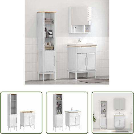 vidaXL Meubles en bois -  Ensemble de mobilier de salle de bain FLORO 2 pcs Blanc (1/5)