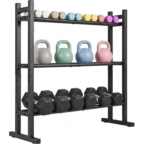 Gain de place au sol, rack à haltères 529 lb sur 3 niveaux, pour garage, home gym et petit espace (1/2)