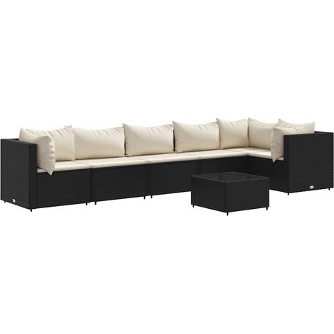 Maison Exclusive - 7-tlg. Garten-Lounge-Set mit Kissen Schwarz Po