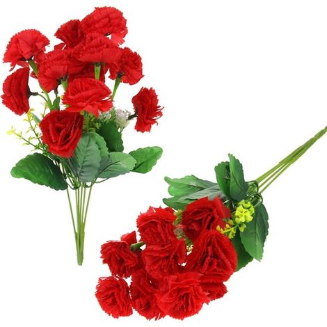 Bouquet di crisantemi artificiali per decorazione di vasi, composizione 35 cm - Rosso