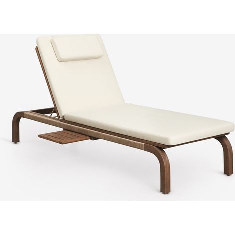 Chaise longue inclinable en bois d'acacia avec coussin Dubai SKLUM (1/5)