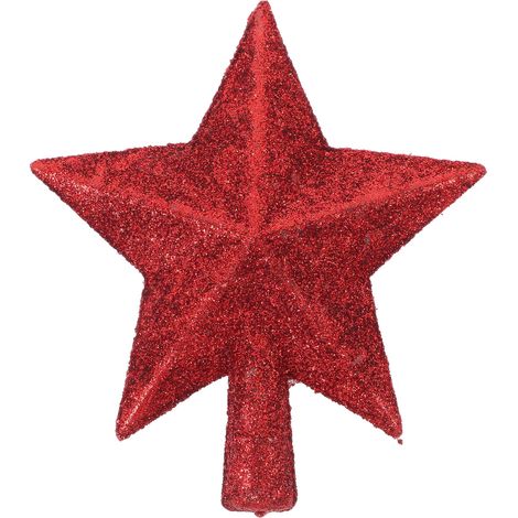 Sommet D'Arbre De Noël - Étoile En Plastique Rouge - Pour Décoration De Sapin - 1 Pièce (1/5)