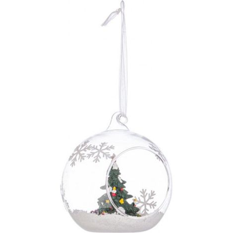 Sfera natalizia in vetro con miniatura pino all'interno per decorazioni natalizie (1/2)