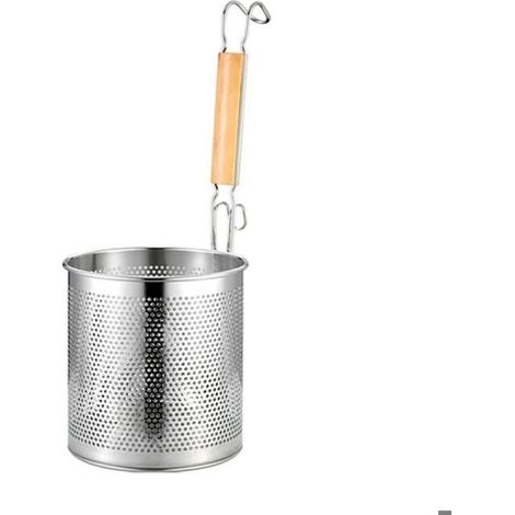 Cuillère en acier inoxydable avec manche en bois, panier filtre à huile et poudre, manche rond de 14 cm cuisine (1/5)