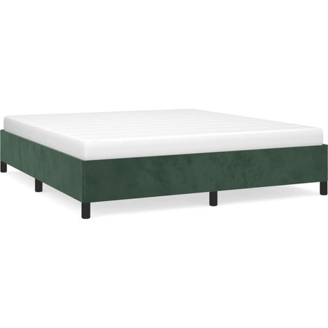 Lit double pour adulte - Cadre de lit Vert foncé 160x200 cm Velours BV914347 - BonneVie (1/5)