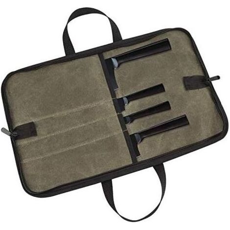 Sac à couteaux (4 emplacements), étui à couteaux de chef en toile cirée pour homme et femme, vert (1/5)