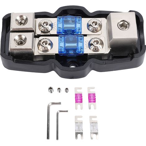 Ortviai Bloc de distribution électrique fusible Mini-ANL 1 entrée / 2 sorties avec fusibles 60 A, 80 A et 100 A pour véhicules, camping-cars et bateaux