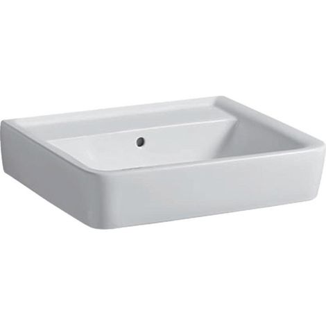 Lavabo Geberit RENOVA PLAN 600x480mm sin orificio para grifería con rebosadero blanco KT