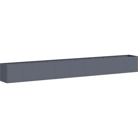 Macetero moderno para exteriores de 360 x 40 x 40 cm con base abierta diseño elegante en acero laminado en frío color antracita 020051487 (1/5)