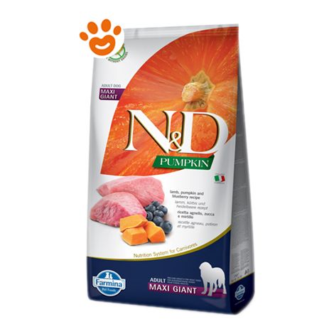 Farmina Dog N&D Pumpkin Adult Maxi Giant Agnello, Zucca e Mirtillo - Sacco 12 Kg - Cibo Secco Cani