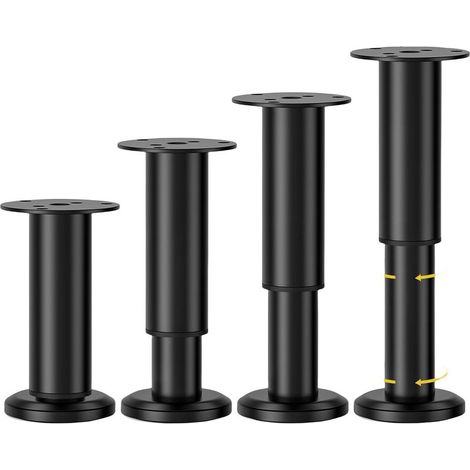 Set of 4 adjustable furniture feet (12–18 cm) for sofas, beds, chairs, couches, dressing tables, tables, bed frames and slatted bed bases, black (1/5)