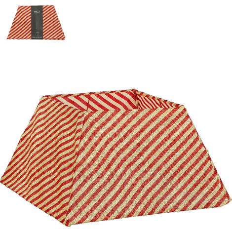 Cache-pied de sapin de Noël carré pliable rouge et or en polyester 50 x 50 x 30 cm - PANGIVO (1/4)