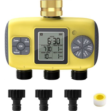 Contrôleur d'arrosage intelligent, arroseur automatique avec 3 vannes pour jardin