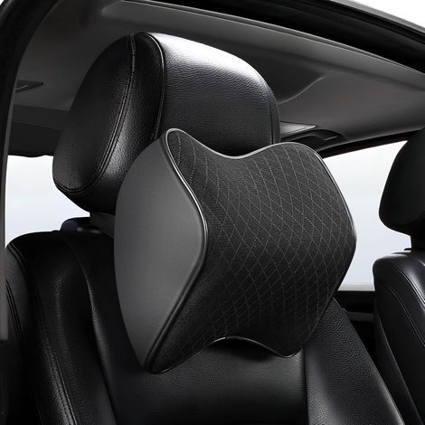 2 x Memory Foam Car Headrests, Neck Cushion with Adjustable Strap, Ergonomic Car Headrest, Black for Driver's Neck and Travel Car (1/5)
