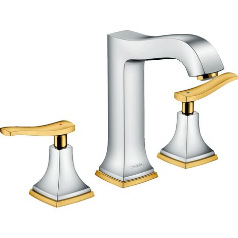 Mezclador de lavabo de 3 agujeros Hansgrohe Metropol Classic 160, manija de palanca, desagüe automático - 31331090 (1/5)