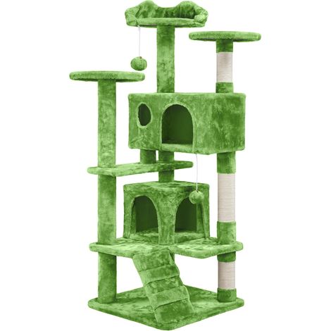 Yaheetech – Arbre à chat 139 cm avec 2 niches et 3 plateformes – Panneaux de particules et sisal – Sangle anti-basculement incluse – Pour 3-4 chats
