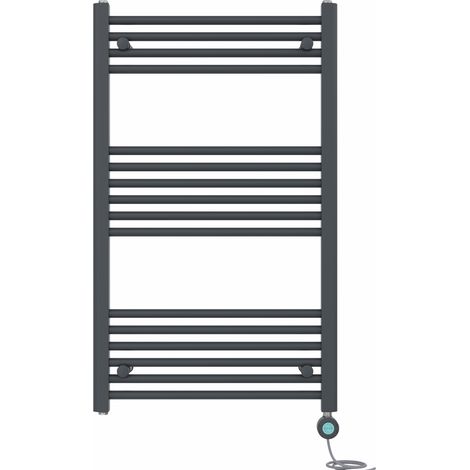 Pre-filled Bathroom Straight Electric Heated Towel Rail Radiator Thermostatic 1000x600mm Anthracite