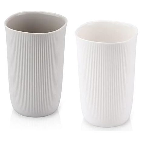 77.5x77.5x117.4mm Bathroom Tumbler, Toothbrush Holder, Set of 2, Food Grade Plastic, Absolutely Unbreakable (White, Grey)
