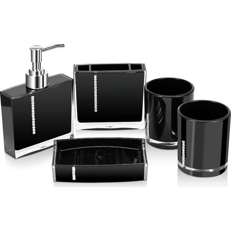 Ensemble Salle de Bain 5 Pièces en Résine Noire (1/5)