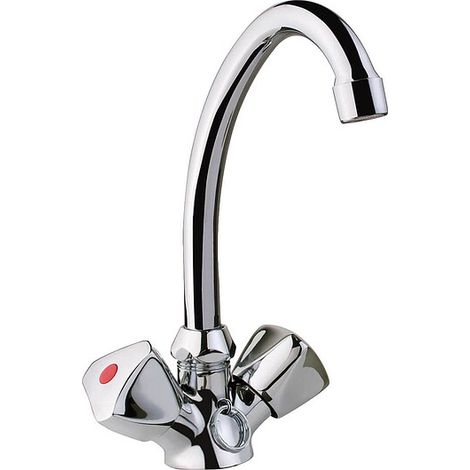 Waschtisch-Zweigriffmischer ETOU 244 mm, mit versenkbarer Kette, chrom (1/4)