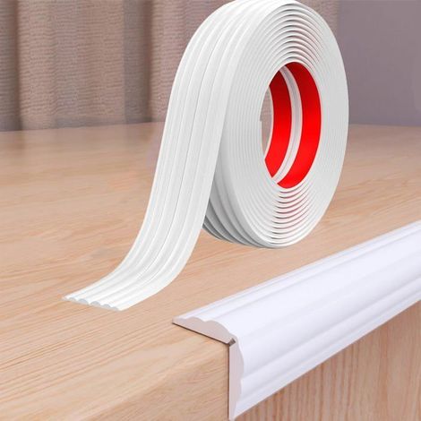 Ecleanfy - Bande Protection Coin Table Bébé 6m Blanc - Autocollant Anti-Choc pour Murs et Meubles - Design Élégant Lignes de Couture (1/5)