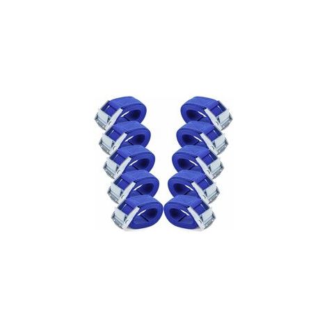 Sangles d'arrimage 1M - 10 Pièces Sangle Cliquet avec Boucles à Came Alliage Antirouille Réglable à Dégagement Rapide Sangle Arrimage pour Transport de Vélo Moto Bagage-Bleu