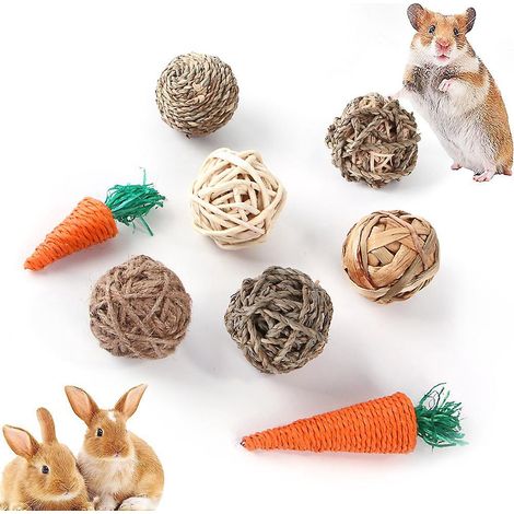 lot De 6 Balles De Jeu Pour Petits Animaux, Boules D'herbe Mcher Et Jouets Mcher Roulants Pour Amliorer La Sant Dentaire Des Animaux De Compagni (1/5)