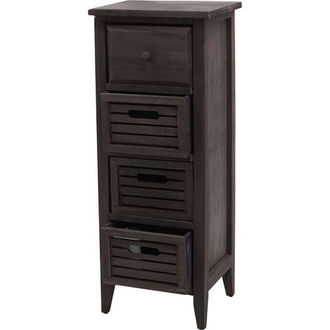 [JAMAIS UTILISÉ] Commode T18, Armoire à tiroirs, 4 tiroirs, 74x30x25cm Shabby-Look Vintage, gris-brun
