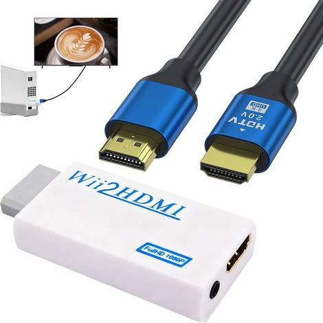 Adaptateur Wii HDMI, Wii HDMI Adapter, Adaptateur HD MI W II, W ii2HD MI, Adap tateur Plug & Play pour téléviseurs, projecteurs et moniteurs, qualité HDM I Wi i Parfaite, Résolution 1080/720 (1/5)