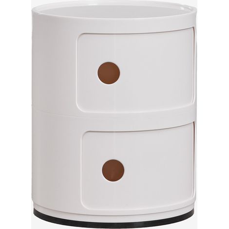 Pack de 2 tables de chevet Ø30 cm avec étagères Babel SKLUM Blanc Cassé (1/5)