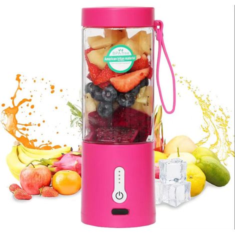 Blender Portable pour Smoothies et Shakes, Mini Blender 530ML, Rechargeable et 6 Lames, 4000mAh Fruit Blender Personal Juicer, Portable Blender Cup pour Voyage Cuisine 1pc Rouge