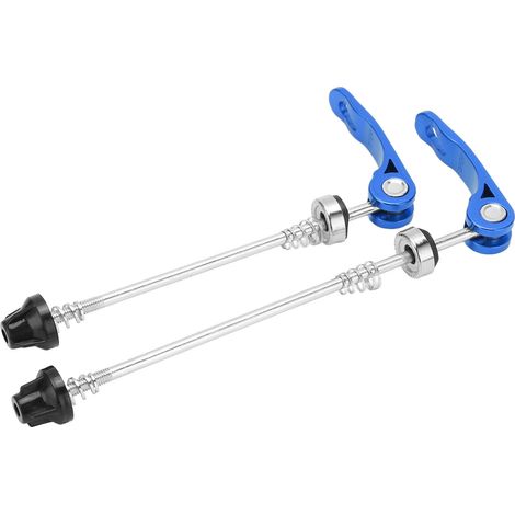 2 Pièces Levier de Libération Rapide pour Moyeu de Vélo 145mm Avant 185mm Arrière, Axe Rapide Résistant à l'Usure pour Roue de Bicyclette Bleu (1/5)