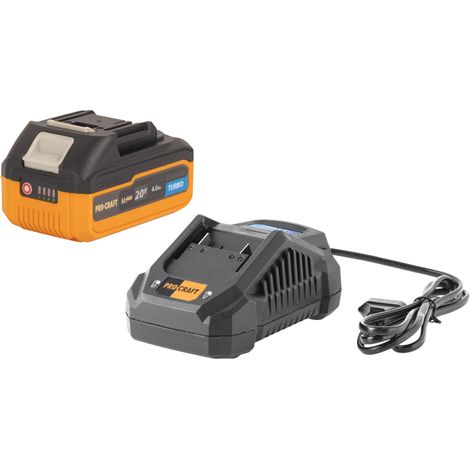 Set iniziale Procraft 20 V Caricabatterie rapido 20/4A + 1x batteria turbo 20/4 4,0 Ah