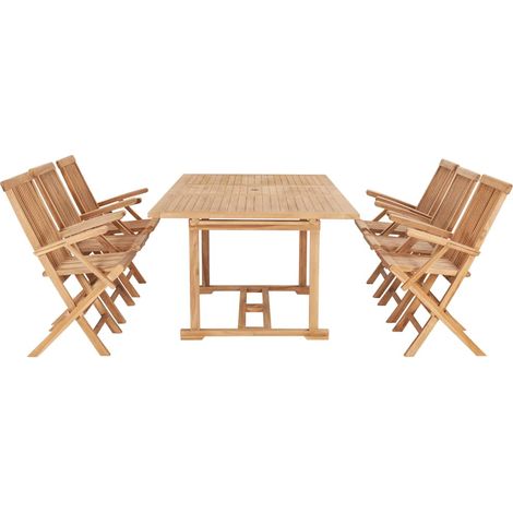 Maison Exclusive - Ensemble à manger d'extérieur 7pcs 150-200x100x75cm Teck massif (1/5)