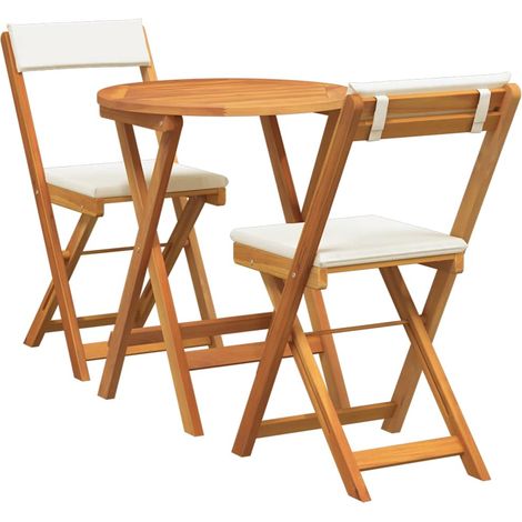 Ensemble de salle à manger pour jardin 3 pcs Mobilier de jardin Huile Naturelle (1/5)